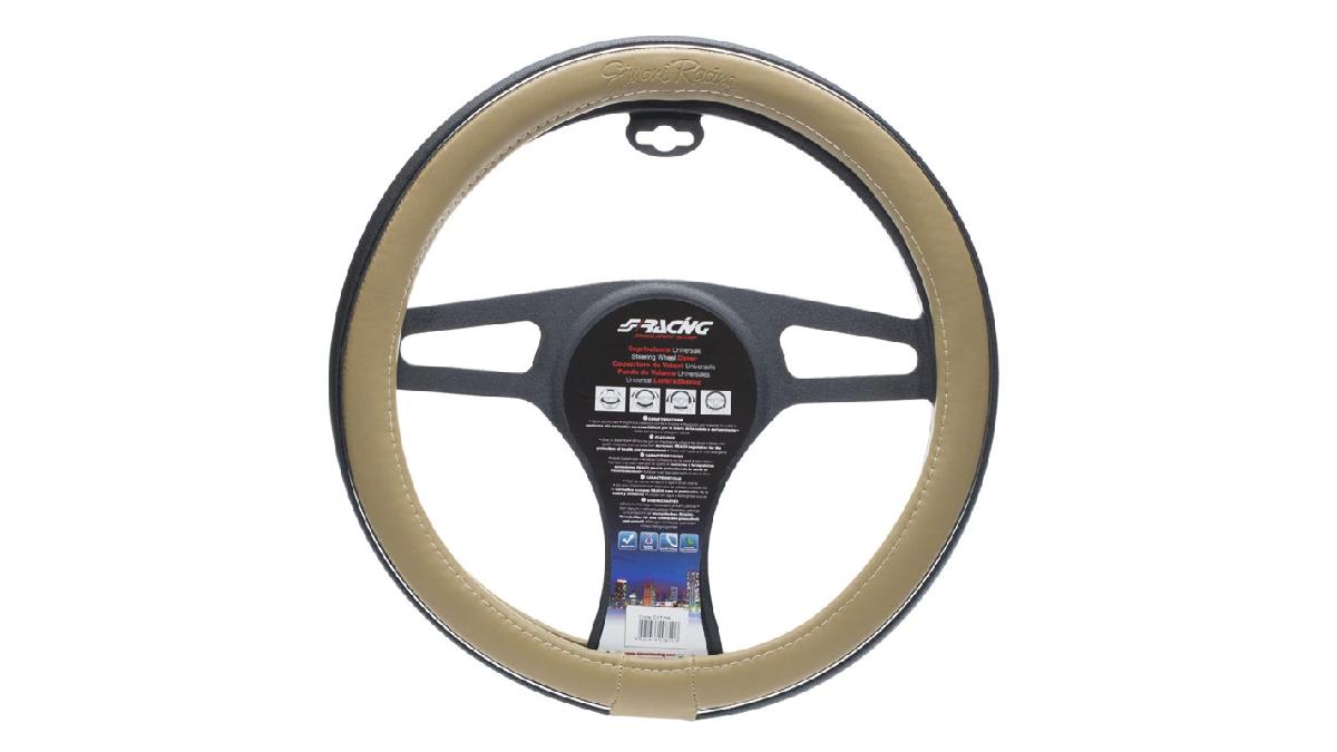 S-RACING+Couvre+volant+Trophy+6+couleur+beige%2Fnoir